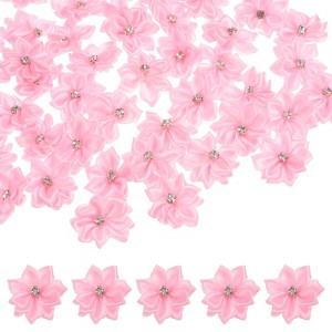 Unique Bargains Artificial Satin Durable Flexible Decorative Mini Ribbon Flowers with Rhinestones 1.2 Inch 200 Pcs - 1 of 4
