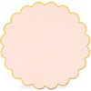 Sparkle and Bash 50 Pack Disposable Scalloped Plastic Dinner Plates for Wedding & Birthday Party Supplies, Pink & Gold Trim, 9 in - 3 of 4