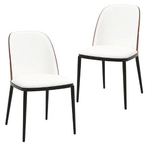 LeisureMod Tule Dining Side Chair with Velvet Seat and Black Powder-Coated Steel Frame Set of 2 - 1 of 4
