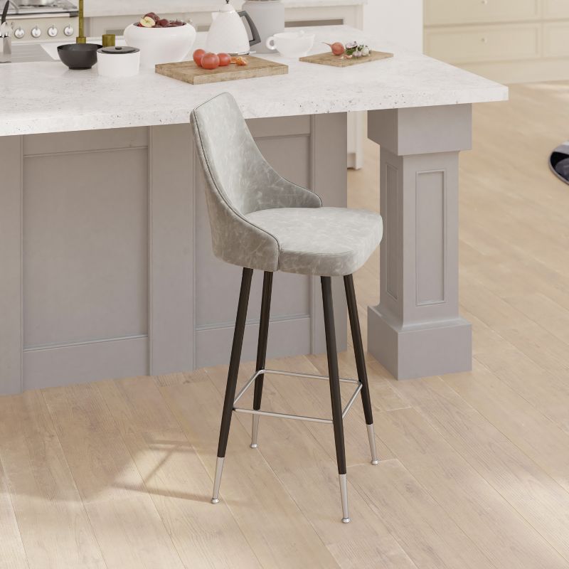 Emma and Oliver Modern Upholstered Dining Stools with Chrome Accented Metal Frames and Footrests, 5 of 12