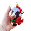 Festive Cow in Wreath Blown Glass Christmas Ornament, Farmhouse Theme Tree Decoration| OrnamentallyYou - 4 of 4