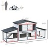 Skyzone 89" Wooden Rabbit Hutch, 2-Tier Indoor Outdoor Guinea Pig Cage with Double Runs, - 3 of 4