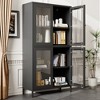 QingMoon Large Metal Storage Cabinet, Display Storage Rack, with 4 Glass Doors, Adjustable Shelves and Raised Legs for Office, Living Room - 3 of 4