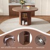 LOVSON 47.2''Round Walnut Dining Table with Double Storage and Classic Roman Column Style - Seats 4-6 in Dining Room - 4 of 4