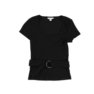 bar III Womens Belted Knit Blouse - 1 of 2