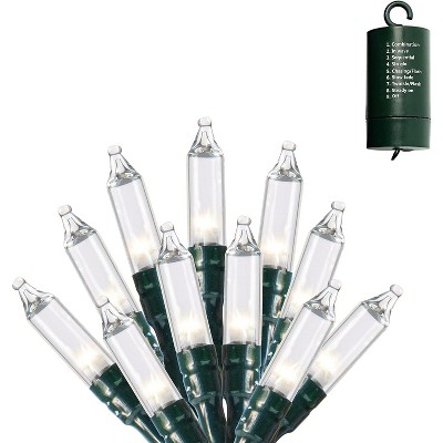 Battery-Operated 20 LED String Lights Set - Green/Clear Cord