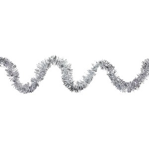 Northlight 50' x 2.5" Unlit Shiny Silver 8-Ply Foil Tinsel Christmas Garland - 1 of 4