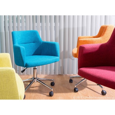 Celtic Red Fabric Swivel Arm Chair with Metal Base