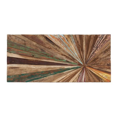 39" x 18" Multicolor Teak Wood Starburst Handmade Radial Wall Decor