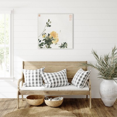 Ju Lian Insects and Flowers VI White Framed Canvas Print