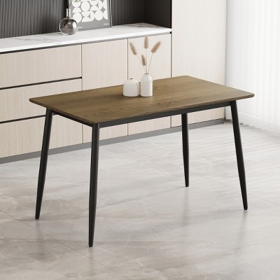 Modern Minimalist Dining Table with MDF Grain Top,Stylish Kitchen Table for 4-6 People,Durable Metal Legs-Maison Boucle