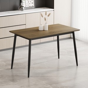 Modern Minimalist Dining Table with MDF Grain Top,Stylish Kitchen Table for 4-6 People,Durable Metal Legs-Maison Boucle - 1 of 4