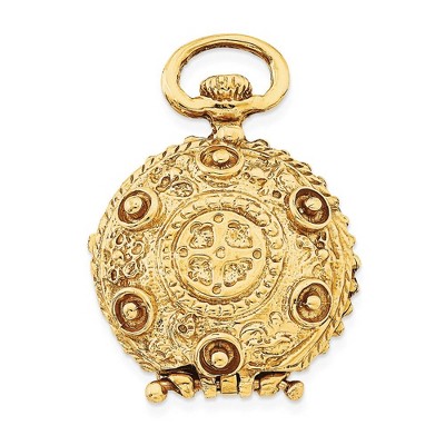Black Bow Jewelry 14k Yellow Gold 20mm Reversible Round Vintage Style Locket