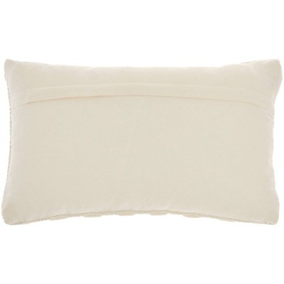 Blush and Ivory Embroidered Rectangular Throw Pillow