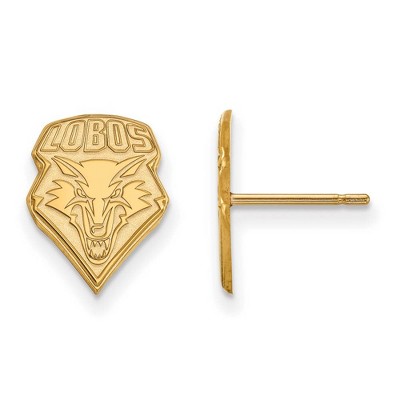 Black Bow Jewelry 14k Yellow Gold New Mexico Lobos NCAA Post Earrings