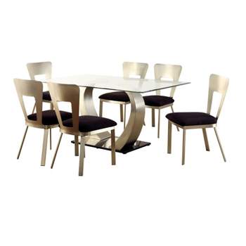 7pc Langton Dining Set w/Rectangular Back Chairs Silver/Black - HOMES: Inside + Out