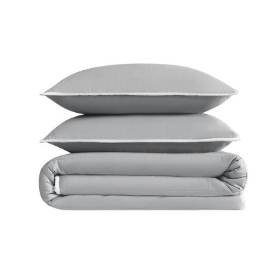 Gray Cotton Sateen King Quilt Set with Shams