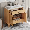 CAVINAS Rattan Bathroom Vanity with Ceramic Sink and Solid Wood Legs,Freestanding Sink Cabinet with Soft Close Doors and Drawers - 2 of 4