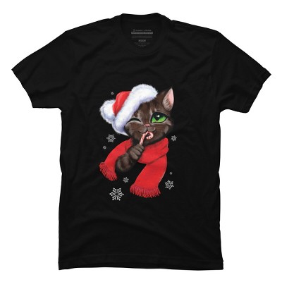 Men's Design By Humans Christmas cat By POLINART T-Shirt