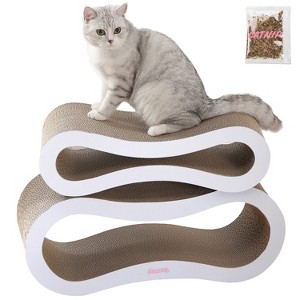 THE LICKER STORE Suvi Modern Cardboard Infinity 2-in-1 Lounge Bed Cat Scratcher with Catnip - 1 of 4