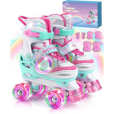 Sportneer Kids Roller Skates, Girls Roller Skates with 4 Adjustable Sizes