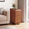 Lantine Slim Nightstand with Drawers, Narrow Long Nightstand with Storage, Bedside Table for Small Spaces, Bedroom, Reddish Brown, 1 Pack - 3 of 4