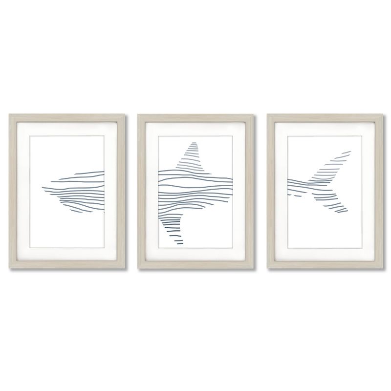 Americanflat Animal Minimalist (Set Of 3) Nursery Shark Illustration By Jetty Home Framed Triptych Wall Art Set, 1 of 5