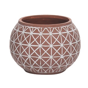 Transpac Ceramic 4.57 in. Brown Geometric Pattern Planter - 1 of 2