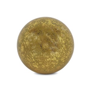 HomeRoots 6" Gold Paper Mache Hand Painted Orb Decorative Orb - 1 of 4