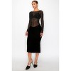 Slickblue Women's Holiday Midi Dress, Velvet Sheer Contrast Design, Long Sleeve Ruched Back, Black, Size S-L - 4 of 4