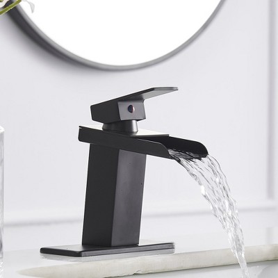Matte Black Single Handle Waterfall Bathroom Faucet