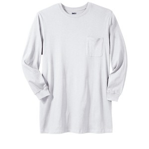 KingSize Shrink-Less Lightweight Longer-Length Long-Sleeve Crewneck Pocket Tee - 1 of 4