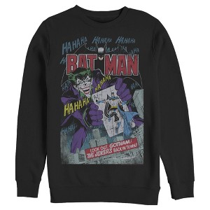 Men's Batman Joker Vintage Card Sweatshirt - 1 of 3