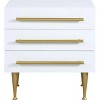 Gulches Modern Wooden Nightstand with Gold Accent, 3-Drawer Bedside Table, Brushed Gold Legs & Handles - 2 of 4