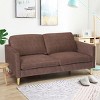 Costway Modern Fabric Couch Sofa Love Seat Upholstered Bed Lounge Sleeper 2-Seater Brown - image 3 of 4