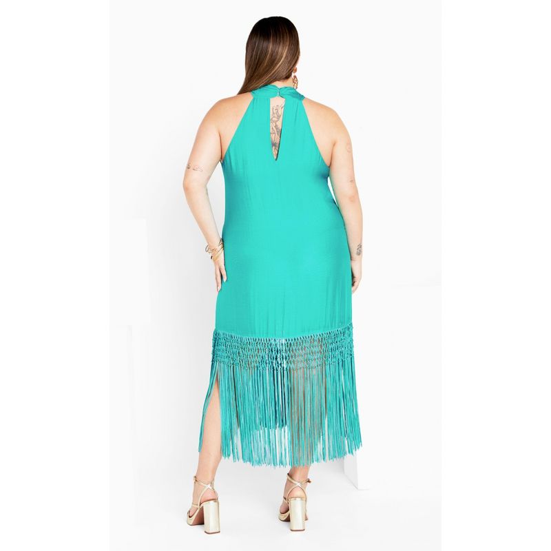 Women's Plus Size Calypso Fringe Dress - lagoon | CITY CHIC, 3 of 8