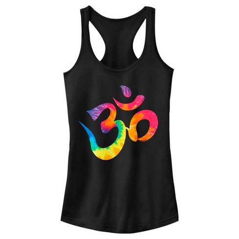 Juniors Womens Lost Gods Tie-Dye Om Symbol Racerback Tank Top - image 1 of 4