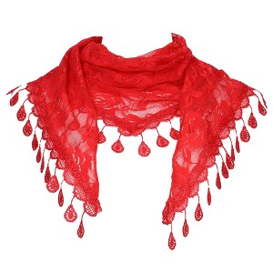 INSPIRE CHIC Lace Rose Floral Tassel Mesh Triangle Head Covering Mantilla Scarves 1Pc - 1 of 4