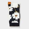 Women's Floral 3pk Crew Socks - A New Day™ Black/Ivory/Gold 4-10: Tagless, Smooth Toe Seams - 2 of 3