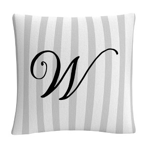 Gray Striped Ornate Letter Script By Abc 16 X 16 Decorative Throw Pillow by Trademark Fine Art - 1 of 4