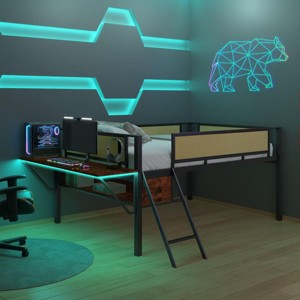 Streamdale Double Loft Bed with Desk, LED Lights, Storage and Ladder - 1 of 1