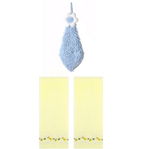 REGALWOVEN 3 Pcs Floral Soft Absorbent Hand Towel for Bathroom Kitchen - 1 of 4
