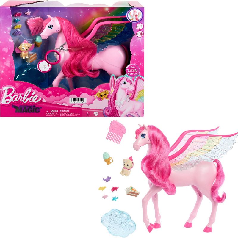 Barbie A Touch of Magic Pink Pegasus with Puppy, Lights and Sounds, 1 of 8