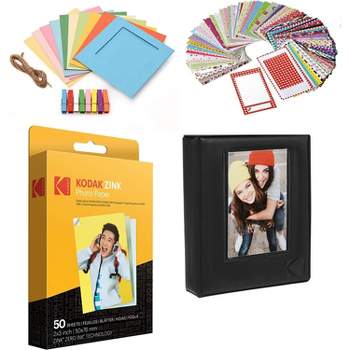 Polaroid 8x8 Cloth Covered Scrapbook Photo Album w/Front Picture Window for 2x3 Photo Paper Pojects (Snap, Zip, Z2300) - Red