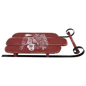 Northlight Wooden Christmas Snow Sled Decoration - 23" - Red - 1 of 3
