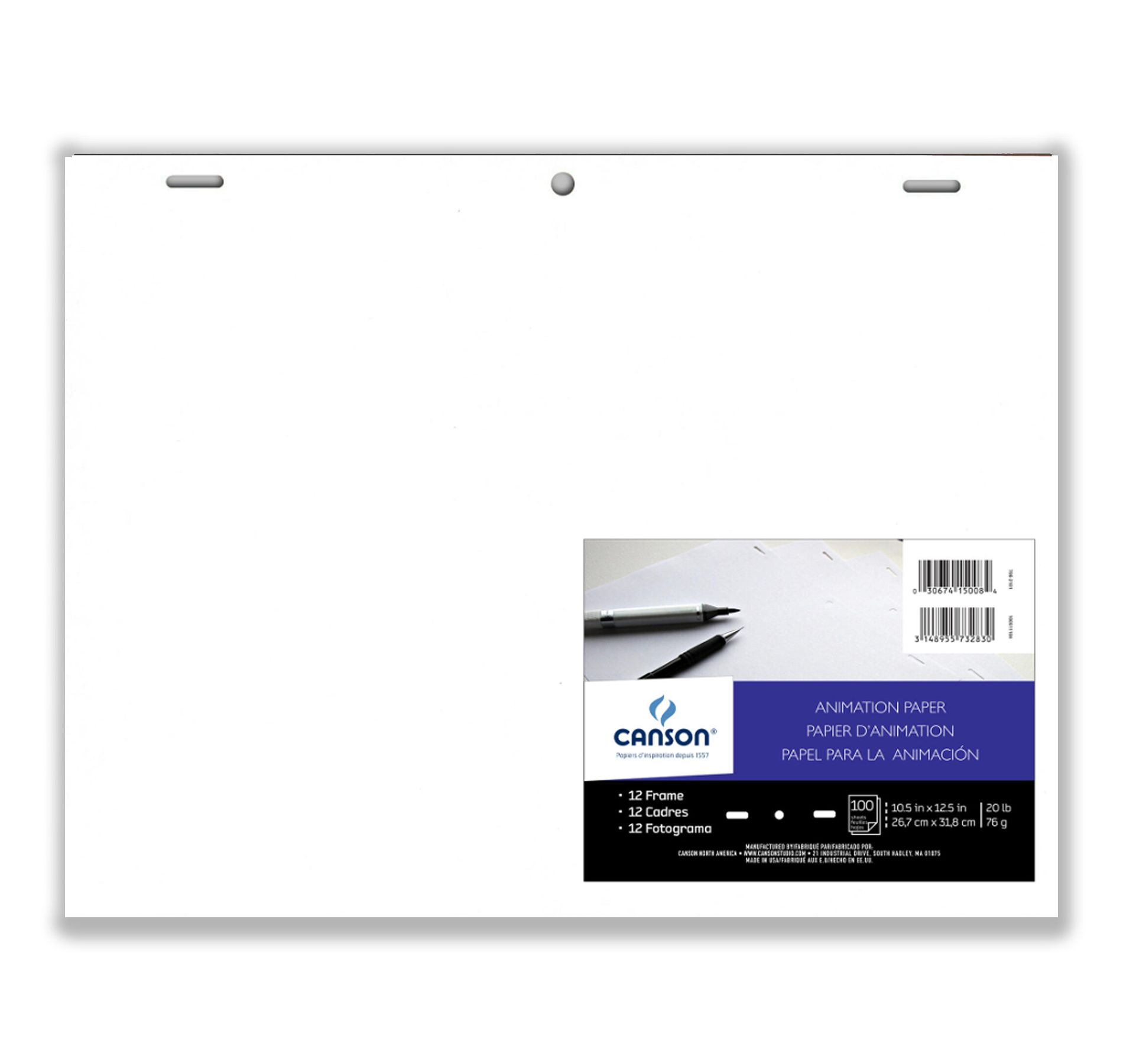 Canson Artist Series Acme Punched Animation 12 Frame Sheet Bulk Pack, 100 Sheet, 10.5x12.5 inch, 1 Count