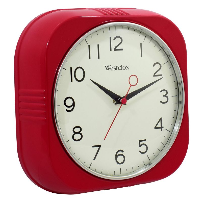9.5&#34; Retro Wall Clock Red - Westclox, 4 of 6