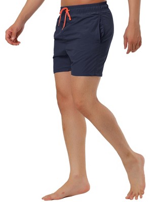 TATT 21 Men's Summer Casual Solid Color Mesh Lining Drawstring Waist Swimwear Shorts Navy Blue 38 — фото 4