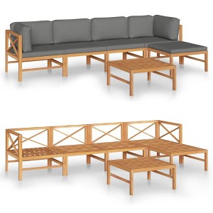 vidaXL Garden Lounge Set Grey Solid Teak Wood 6 Piece Set Durable - 1 of 4