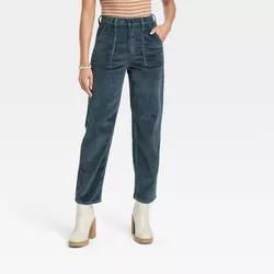 Women's High-Rise Vintage Corduroy Straight Jeans - Universal Thread™ Teal Blue 00